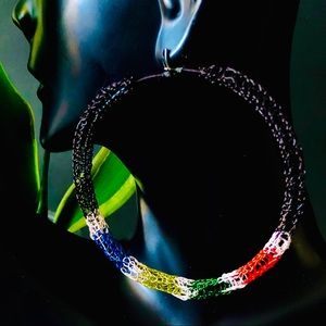 2.5” Handmade Lightweight Color Block Wire Hoops
